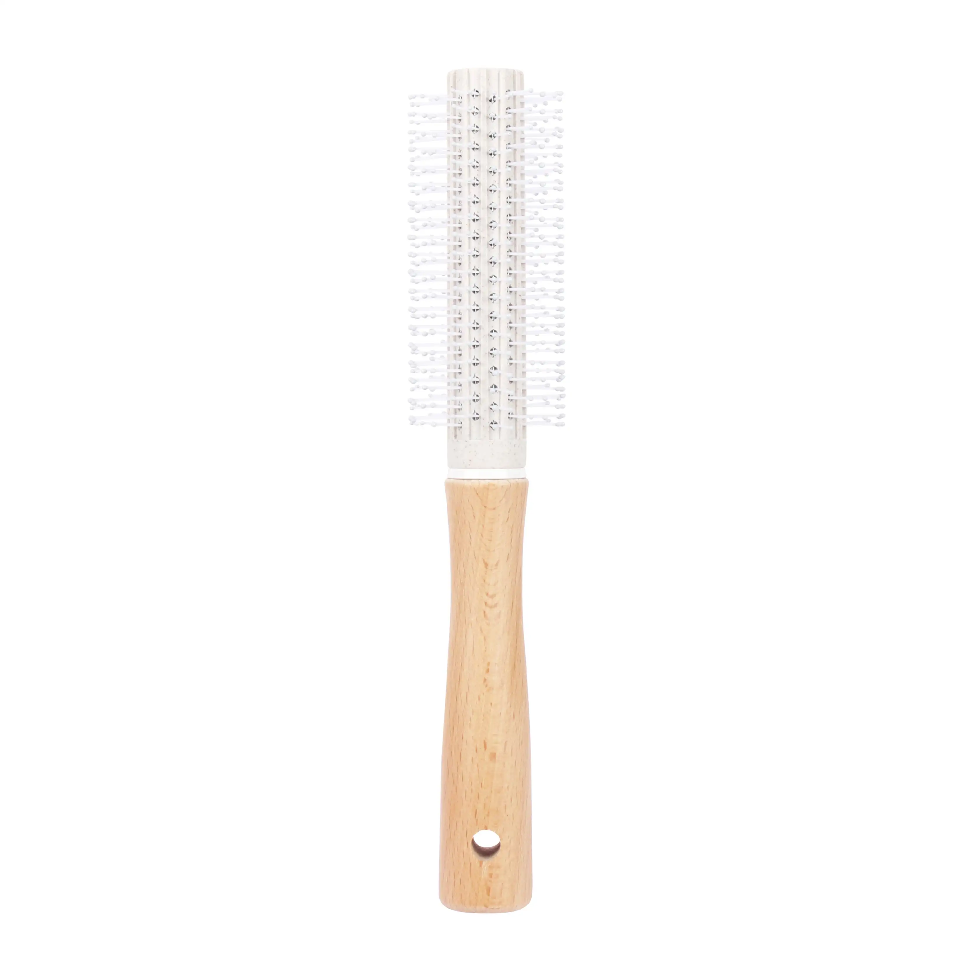 Brosse de coiffure avec poignée en bois pour cheveux bouclés, paille de blé, cuir chevelu rond personnalisé, roulage, Massage