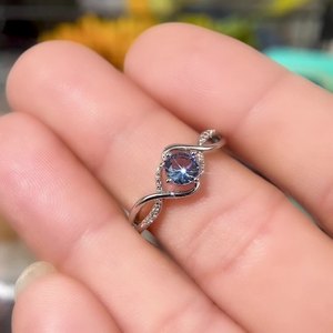แหวนเพทายสีน้ำเงินรูปคลื่น ของขวัญเครื่องประดับแฟชั่นสตรี - Product Image 3