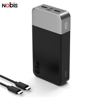 Nobis 65W 65 W Type-C Charge rapide 20000mAh Batterie lithium grande capacité Affichage LED intelligent Batterie externe portable pour téléphones portables