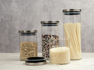Bộ dụng cụ sắp xếp nhà bếp tối giản, lọ đựng thực phẩm bằng thủy tinh có nắp đậy bằng tre, kín khí, hộp đựng gia vị bằng gỗ, dùng cho các bữa tiệc - Product Image 3