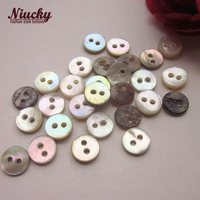 Boutons plats lavables Niucky 6mm 7mm en coquillages Akoya naturels à 2 trous pour vêtements de poupées, artisanat, décoration et accessoires de couture