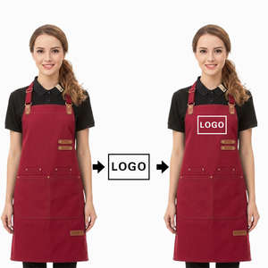 Özel Logo Nakışlı Sıcak Baskılı Yeniden Kullanılabilir Yıkanabilir Kanvas Şef Önlüğü Restoran Yemek Pişirme Mutfak - Product Image 6