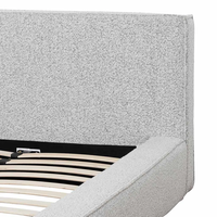 Lit Confortable et Doux avec Tête de Lit en Bois, Tissu Bouclé Gris, Disponible en Tailles Simple, Double, Queen et King – Offre Spéciale
