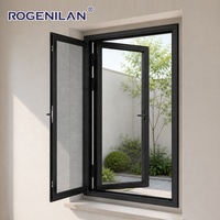 Fenêtre à battant en aluminium ultra-étroite Rogenilan, moderne et ventilée, avec double vitrage trempé et moustiquaire