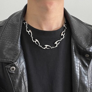 <span class=keywords><strong>Collier</strong></span> en acier inoxydable sans décoloration pour garçons, accessoire de style froid à chaîne de clavicule de conception irrégulière et de forme irrégulière - Product Image 2