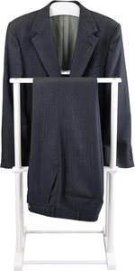 <span class=keywords><strong>Valet</strong></span> double blanc moderne avec cintre en <span class=keywords><strong>bois</strong></span> pantalon pliant barre de cravate double niveaux support de rangement pour salle de bain boîte emballée - Product Image 5