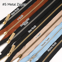 5 # or dents métal fermeture éclair fournisseur haute qualité 5 # métal Zip rouleau personnalisé métal fermeture éclair bande pour sac vêtement sacs à main vêtements