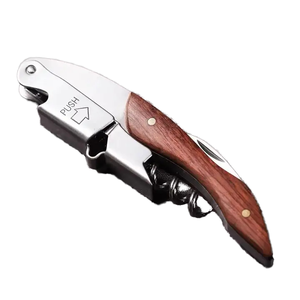 Ouvre-bouteille à vin 3 en 1 en acier inoxydable avec tire-bouchon et manche en bois personnalisé - Product Image 2