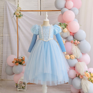 Abito da Principessa Elsa <span class=keywords><strong>Frozen</strong></span> D511 per Bambine, <span class=keywords><strong>Vestito</strong></span> Lungo <span class=keywords><strong>di</strong></span> Elsa, Abito Formale per Bambini e Costume per Spettacoli <span class=keywords><strong>di</strong></span> Halloween - Product Image 4