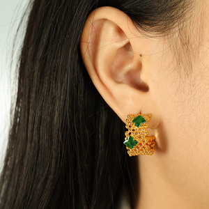 Geometric <b>Cuff</b> <b>Earrings</b> 18K Gold Plated Zircon Studs Party Jewelry EH151 - Product Image 3