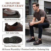 Chaussures en cuir pour hommes, sur mesure, avec logo OEM, en cuir véritable brun foncé, lacées, à semelle épaisse, pour le bureau et les affaires