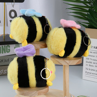Porte-clés en peluche abeille mignonne et populaire, pendentif doux pour sac à dos, jouet décoratif transfrontalier