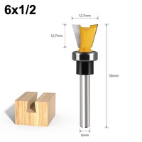 Fraise à queue d'aronde en carbure de tungstène avec roulement, tiges de 1/4, 6 et 8 mm, pour machines à bois et outils de menuiserie
