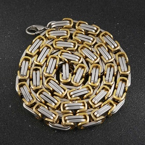 สร้อยข้อมือและสร้อยคอผู้ชาย สแตนเลสชุบทอง 18K สีดำ สีเงิน ลายไบแซนไทน์ ไทเทเนียมประดับเพชรเม็ดใหญ่ ขายส่งจากโรงงาน - Product Image 1