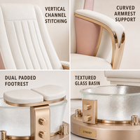 Fauteuil de bain de pieds inclinable de luxe avec cuvette en verre et revêtement personnalisé pour salon de beauté