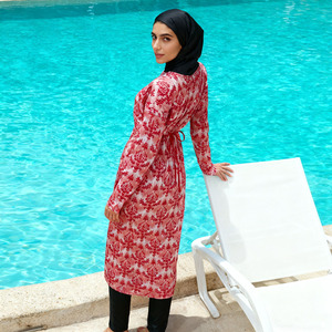 Traje de baño Burkini musulmán de 3 piezas para mujer Cobertura completa modesta con pantalones superiores de manga larga Hijab - Product Image 2