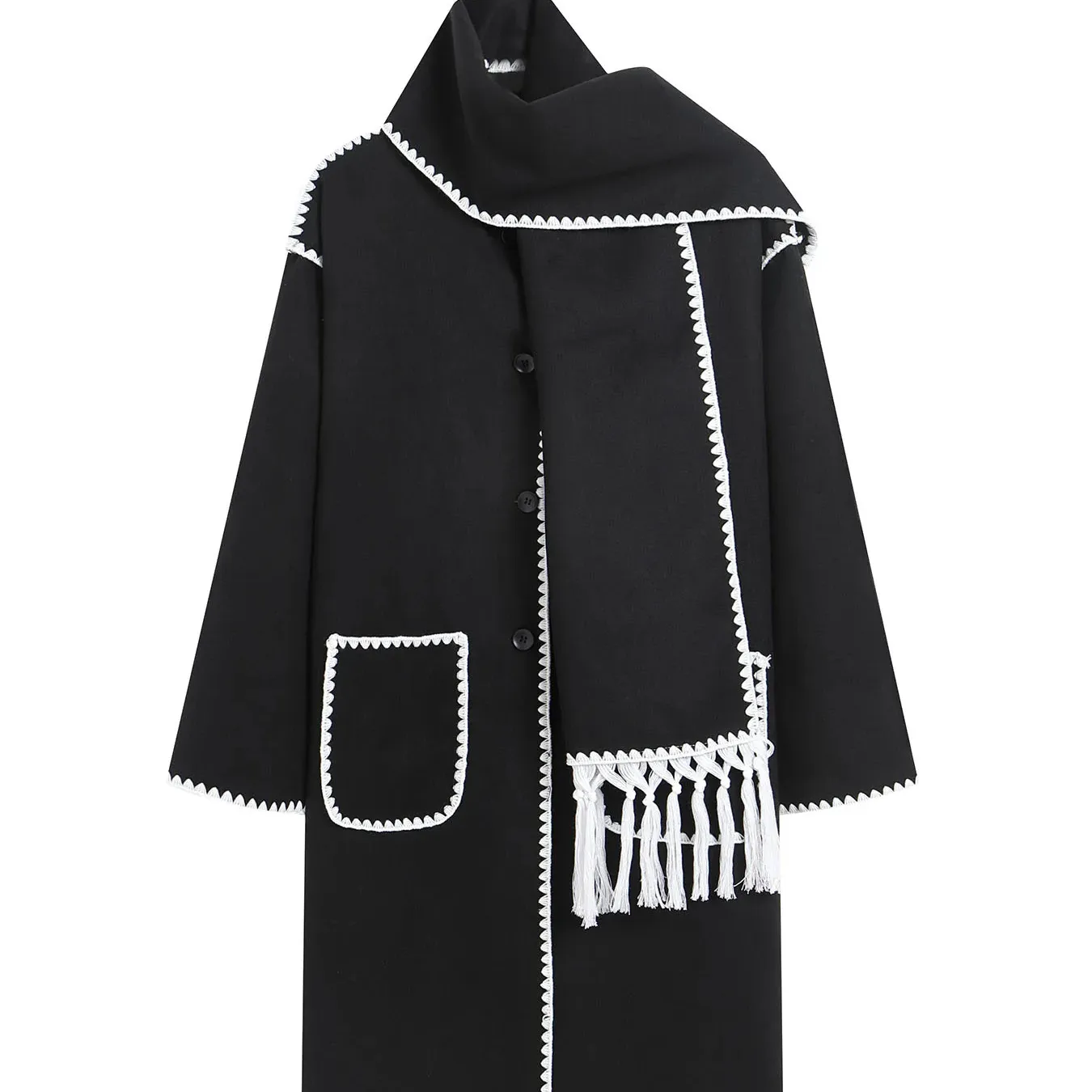 Femmes 2023 Automne Hiver Loose Maxi Lady Coat Fashion Long Sleeve Warm Long Coats Elegant Women Scarf Overcoat
