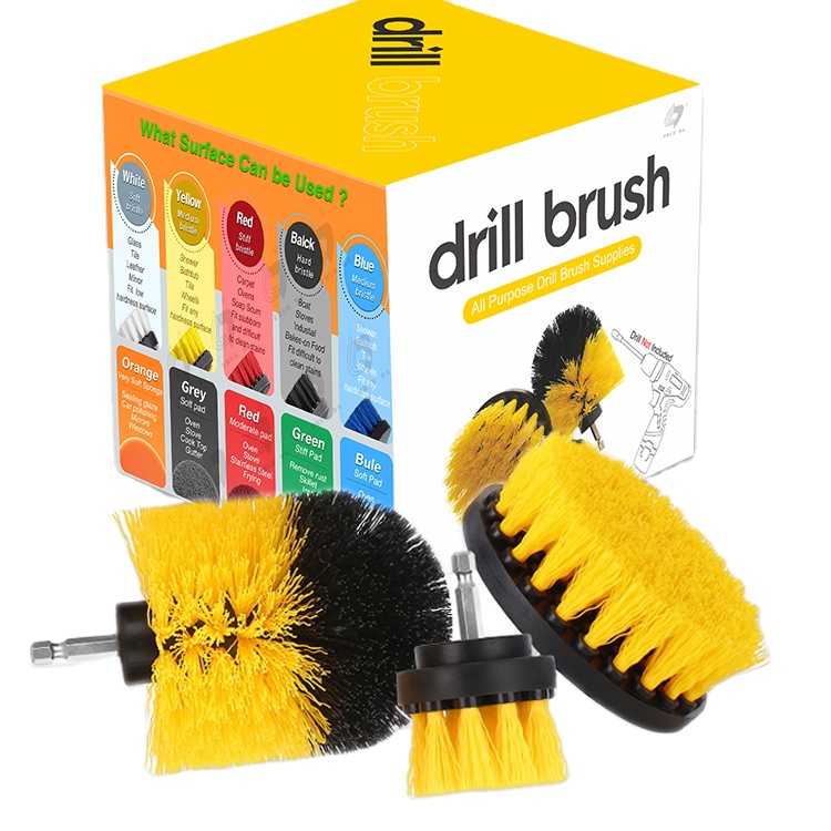 Customized 3 Pack Electric Drill Cleaning Brush Set Household Cleaning