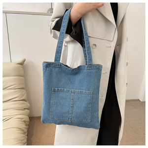 Bolso Tote Vaquero Vintage al por Mayor para Mujer, Bolso de Mano con Múltiples Bolsillos, Estilo Preppy para Chicas Jóvenes - Product Image 4