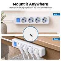 PHEIYON Multiprise murale européenne 4 prises avec interrupteur principal 16A 3680W, prise Schuko, pour bureau, salon, hôpital