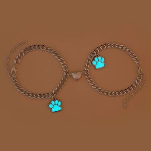 Magnetic Attract <b>Couple</b> <b>Bracelets</b> for Men Women Lover Mutual Stainless Steel <b>Bracelets</b> Luminous Paw Pendant with Heart <b>Bracelet</b> - Product Image 3