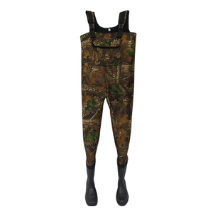 <span class=keywords><strong>Cuissardes</strong></span> à bout en acier néoprène 4mm avec sangle réglable PVC Bottes Feuille Camo Design Imperméable pour la chasse Pêche <span class=keywords><strong>Grande</strong></span> Poche - Product Image 1