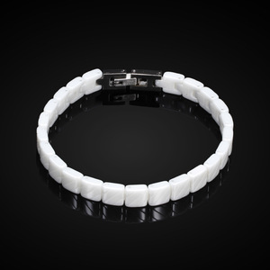 Ceramic <b>Bracelet</b> 7Mm White And Black Geometric Link <b>Adjustable</b> For Women Gift Jewelry - Product Image 3