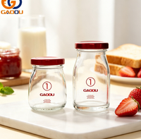 Botol Kaca Putih Tinggi 200ml 250ml Segel Kedap Udara untuk Kemasan Merek Yogurt dan Susu