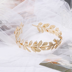 Serre-tête Orné de Feuilles Dorées Électroplaquées Style Baroque Vintage Tendance pour <span class=keywords><strong>Mariée</strong></span> - Product Image 4