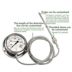 <span class=keywords><strong>Industrial</strong></span> aço inoxidável temperatura medidor gás enchido leitura Dial capilar termômetro com leitura remota - Product Image 5