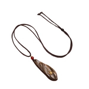 Colgante de Agarwood con Placa Tallada 'No-Problem', Incrustación de Escritura Budista Sánscrita de Cinco Líneas, Estilo Antiguo, Precio Especial - Product Image 5