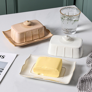 <span class=keywords><strong>Beurrier</strong></span> en céramique vintage avec couvercle, récipient <span class=keywords><strong>à</strong></span> beurre avec poignée - Product Image 2
