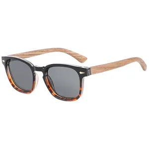 Ot-gafas de sol de madera con montura personalizada, lentes de sol hechas a mano de bambú y plástico polarizadas baratas