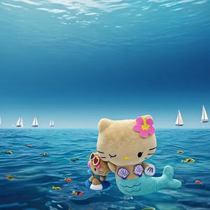 Entrega en 3-5 Días en EE. UU. Peluche de Hello Kitty Hawaiana Bronceada Sirena, Gatita de Peluche Abrazable, Animal de Peluche Grande - Product Image 5