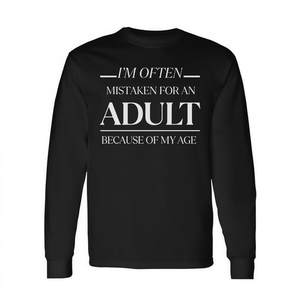 Camiseta de manga larga para hombre, a menudo me confunden con un adulto debido a mi edad - Product Image 2
