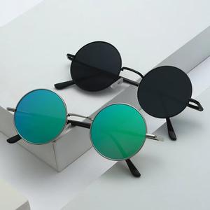 Gafas de sol con montura redonda, montura completa de metal negro, unisex, cara cuadrada 8821 - Product Image 2