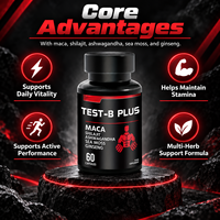 Capsules de vitalité masculine 60 unités avec Maca, Shilajit, Ashwagandha pour l'énergie et la résistance quotidiennes, complément alimentaire OEM&ODM