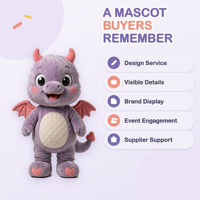 Costume de mascotte Dragon Bébé sur mesure OEM 2026, taille adulte, peluche violette pour événements festifs, cabine photo, ODM