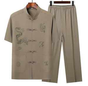 Nouvelle collection 2027 : Chemise d'été KJ pour <span class=keywords><strong>homme</strong></span>, style Tang, <span class=keywords><strong>Hanfu</strong></span> chinois avec boucle chinoise, grande taille, manches courtes, pour papa et grand-père - Product Image 4