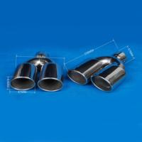 Punta de Escape Doble Ovalada de 81 mm, Forma de Y, Borde Enrollado, Cromado Pulido, Acero Inoxidable, Punta de Silenciador Doble, Tubo de Escape para Automóvil, Tuning