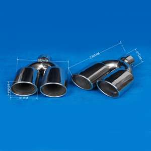 Embout d'échappement double ovale de 81 mm en forme de Y, bord roulé, chrome poli, acier inoxydable, embout de silencieux double, tuyau d'échappement de voiture, réglage - Product Image 2