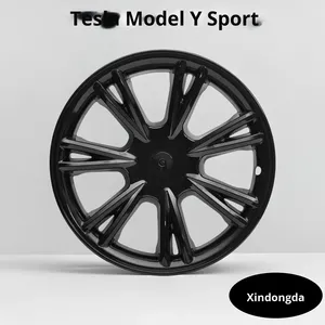 Cache-moyeu de roue personnalisé en plastique pour Tesla Model Y, 19 pouces, style sport, coque décorative, capuchon de roue, noir brillant - Product Image 2