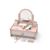 Miroir de courtoisie pour enfants unisexe Ensemble de maquillage en bois unique Jouets pour filles pour jeux de rôles Table de maquillage pour garçons