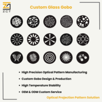 Verre Gobo vierge résistant aux hautes températures avec revêtement noir et argent pour projecteur LED et applications Gobo noir et blanc personnalisées