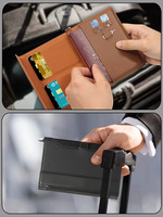 Porte-cartes passeport en cuir PU portefeuille documents de voyage organisateur accessoires avec blocage RFID pour hommes et femmes