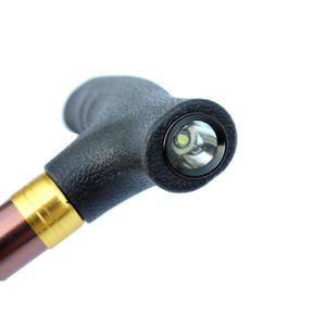 Bâton de marche pliable en alliage d'aluminium avec lumière, réglable pour personnes âgées, bâton de randonnée multifonctionnel noir - Product Image 1