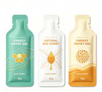 Pochette de forme personnalisée pour gel énergétique au miel, sachet souple irrégulier de qualité alimentaire pour suppléments sportifs, sachet de gel énergétique