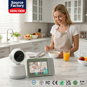กล้องวงจรปิดติดตามเด็ก Tuya Smart ขนาด 5.5 นิ้ว IPS 720P WiFi พร้อมระบบตรวจจับเสียงร้องไห้ด้วย AI และระบบติดตาม ได้รับการรับรองความปลอดภัยทางไซเบอร์ รองรับ OEM แบบกำหนดเอง - Product Image 1
