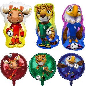 Globos de Aluminio de la Copa Mundial, Mascota Maple Zayu, Globos de Dibujos Animados, Balón de Fútbol, Artículos de Decoración para Fiestas de Cumpleaños - Product Image 1