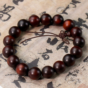 Ling Gusi Indian Rosewood <b>Bracelet</b> 12mm Single Loop Unisex Religious Ceremony Beads <b>Red</b> Wood Ball Shape - Product Image 3